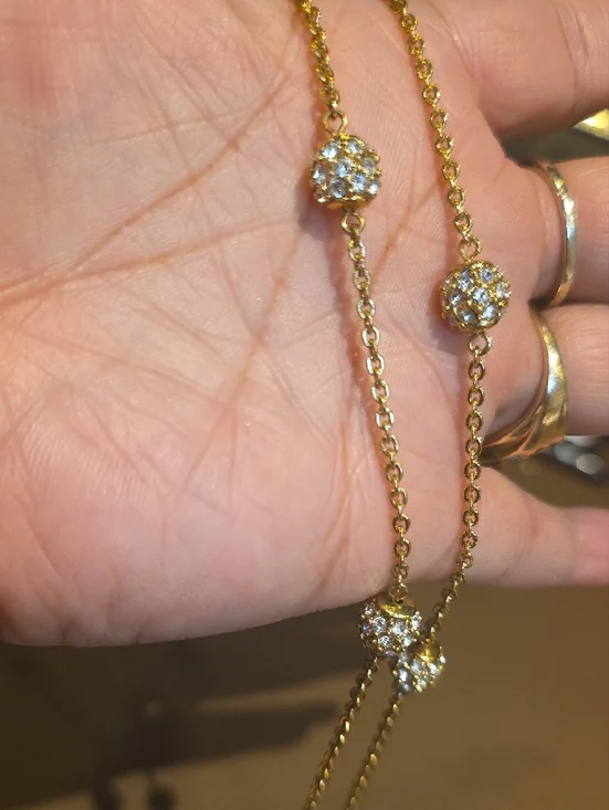 Nolan Miller Gold Multi-Strand Crystal Ball Station Necklace - Picture 5 of 5